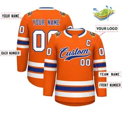 Orange Royal-White Classic Hockey Jersey 2