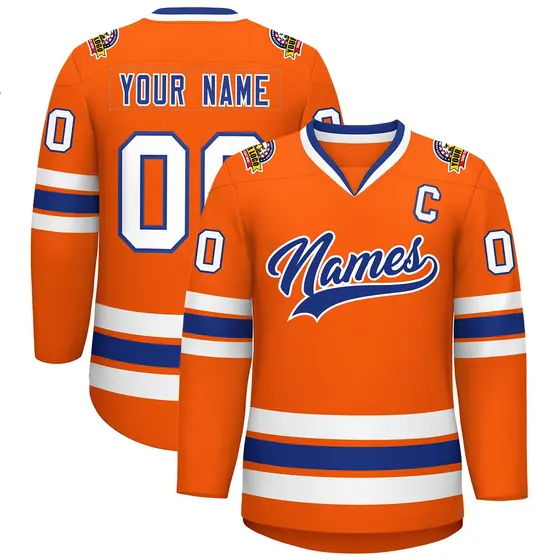 Orange Royal-White Classic Hockey Jersey