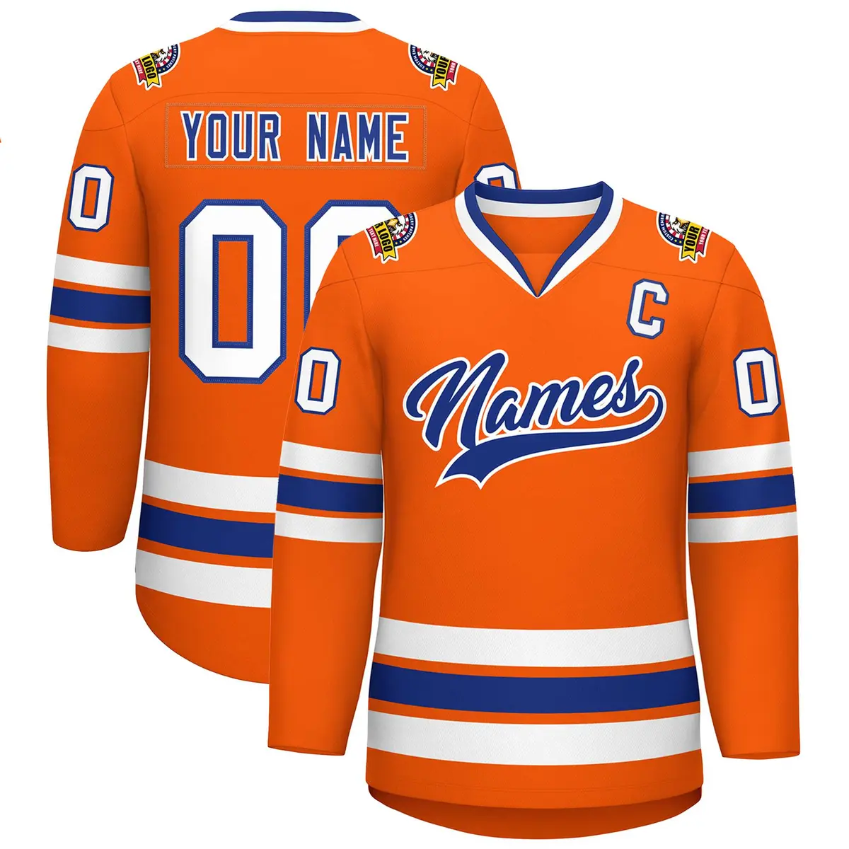 Orange Royal-White Classic Hockey Jersey