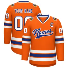 Orange Royal-White Classic Hockey Jersey
