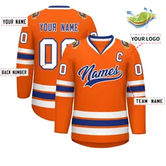 Orange Royal-White Classic Hockey Jersey 2