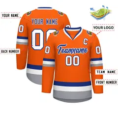 Orange Royal-White Classic Hockey Jersey 2