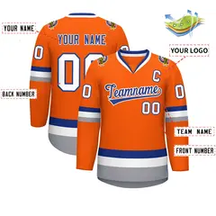Orange Royal-White Classic Hockey Jersey 2