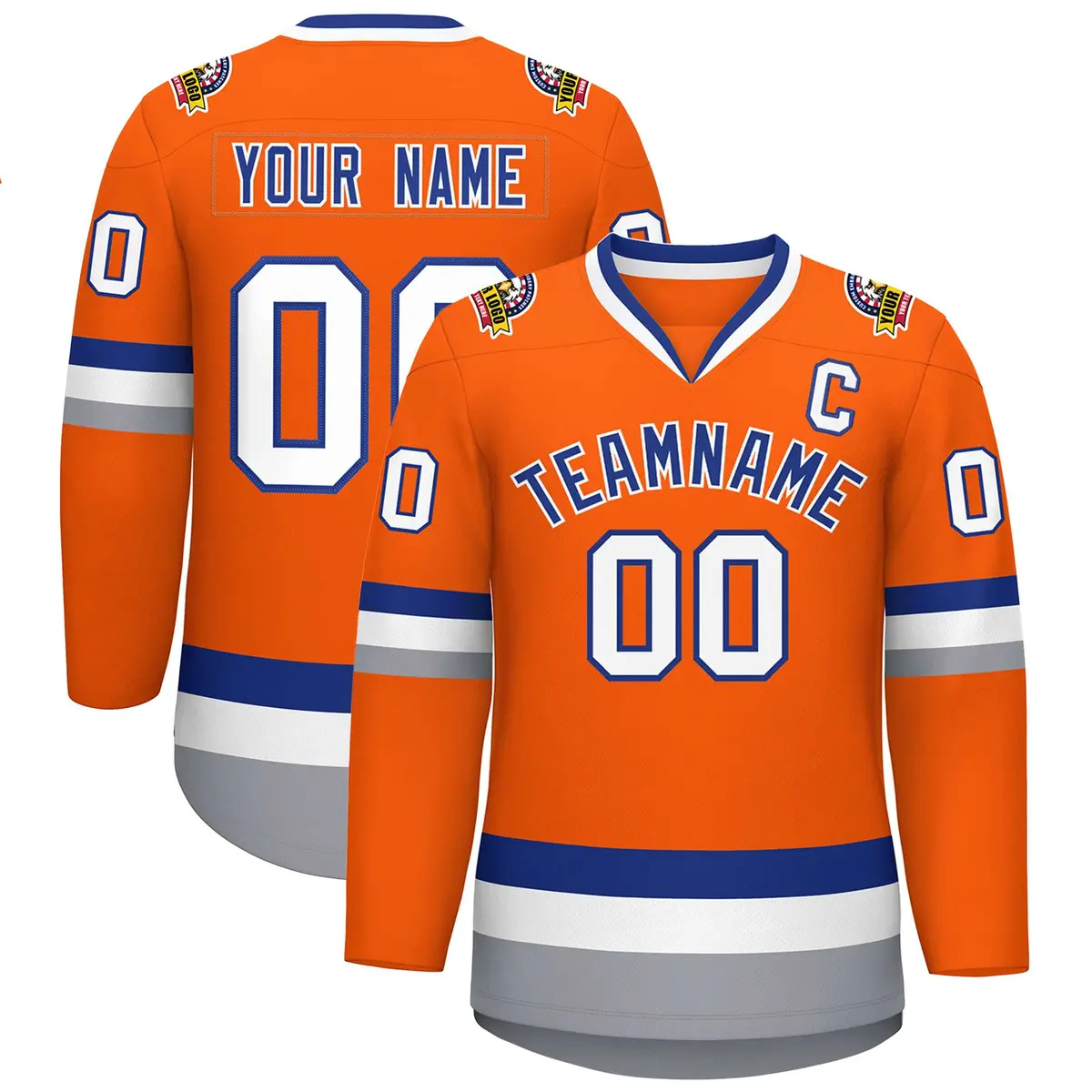 Orange Royal-White Classic Hockey Jersey