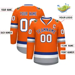Orange Royal-White Classic Hockey Jersey 2