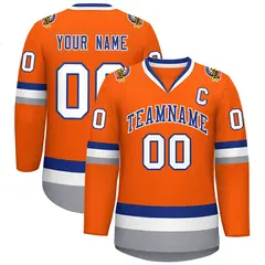 Orange Royal-White Classic Hockey Jersey