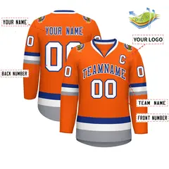 Orange Royal-White Classic Hockey Jersey 2