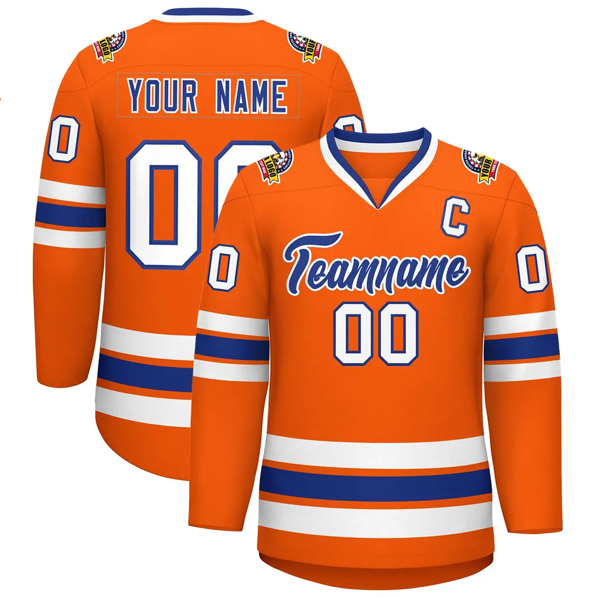 Orange Royal-White Classic Hockey Jersey