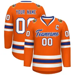 Orange Royal-White Classic Hockey Jersey
