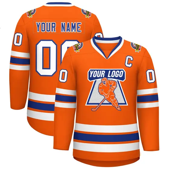Orange Royal-White Classic Hockey Jersey