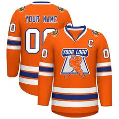 Orange Royal-White Classic Hockey Jersey