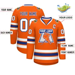 Orange Royal-White Classic Hockey Jersey 2
