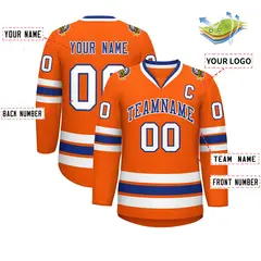 Orange Royal-White Classic Hockey Jersey 2