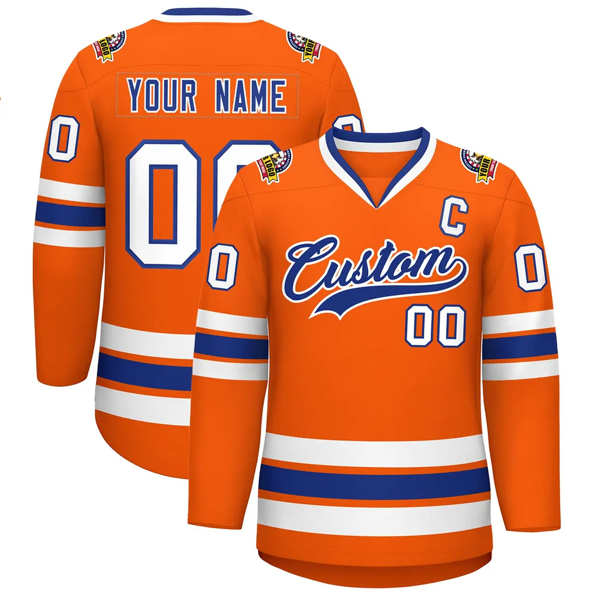 Orange Royal-White Classic Hockey Jersey