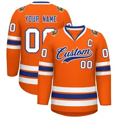 Orange Royal-White Classic Hockey Jersey