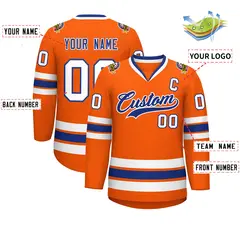 Orange Royal-White Classic Hockey Jersey 2