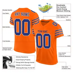 Orange Royal-White Classic Mesh Authentic Football Jersey 2