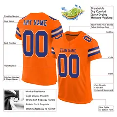 Orange Royal-White Classic Mesh Authentic Football Jersey 2