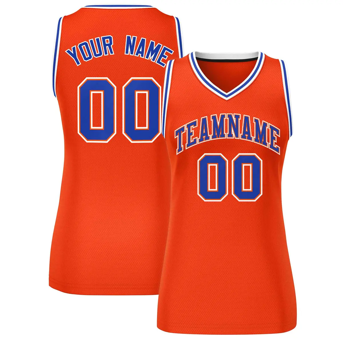 Orange Royal-White Classic Mesh Basketball Jersey for Women