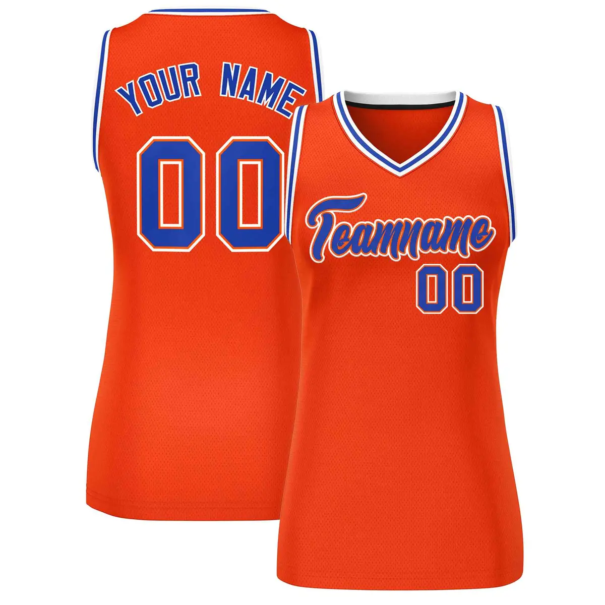 Orange Royal-White Classic Mesh Basketball Jersey for Women