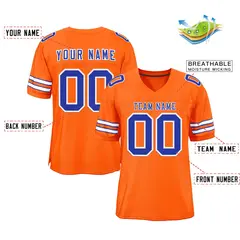 Orange Royal-White Classic Style Authentic Football Jersey 2