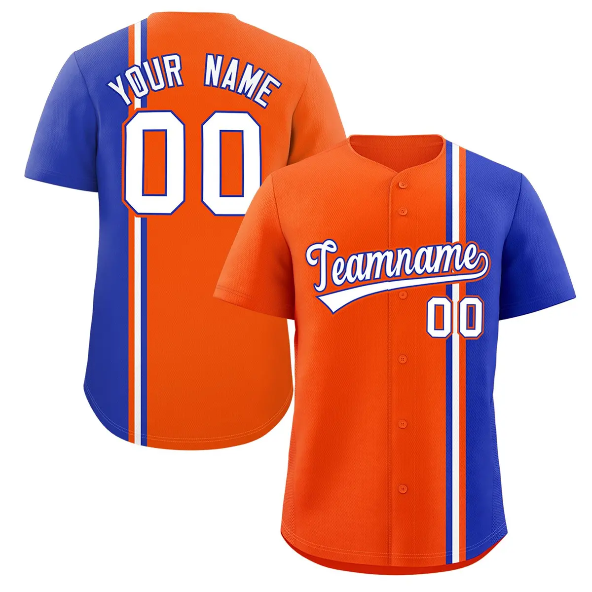 Orange Royal-White Color Block Authentic Baseball Jersey