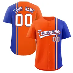 Orange Royal-White Color Block Authentic Baseball Jersey