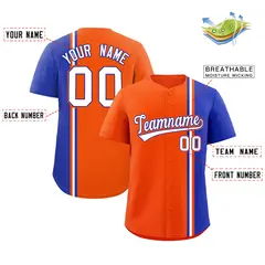 Orange Royal-White Color Block Authentic Baseball Jersey 2