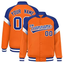 Orange Royal-White Color Block Varsity Letterman Jacket 1