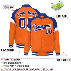 Orange Royal-White Color Block Varsity Letterman Jacket 2