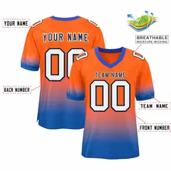 Orange Royal-White Gradient Fashion Team Football Jersey 2