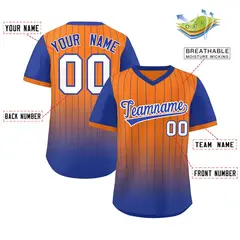 Orange Royal-White Gradient Pinstripe Baseball Jersey 2