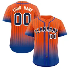 Orange Royal-White Gradient Stripe Fashion Baseball Jersey