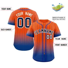 Orange Royal-White Gradient Stripe Fashion Baseball Jersey 2
