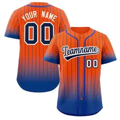 Orange Royal-White Gradient Stripe Fashion Baseball Jersey