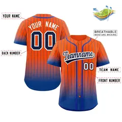 Orange Royal-White Gradient Stripe Fashion Baseball Jersey 2