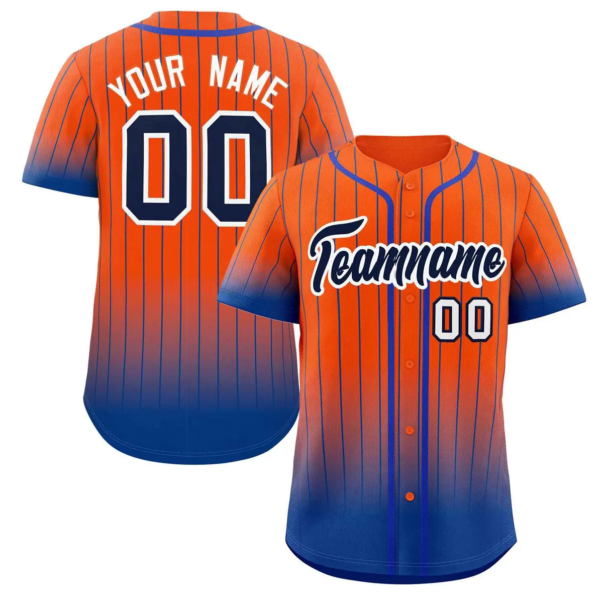 Orange Royal-White Gradient Stripe Fashion Baseball Jersey