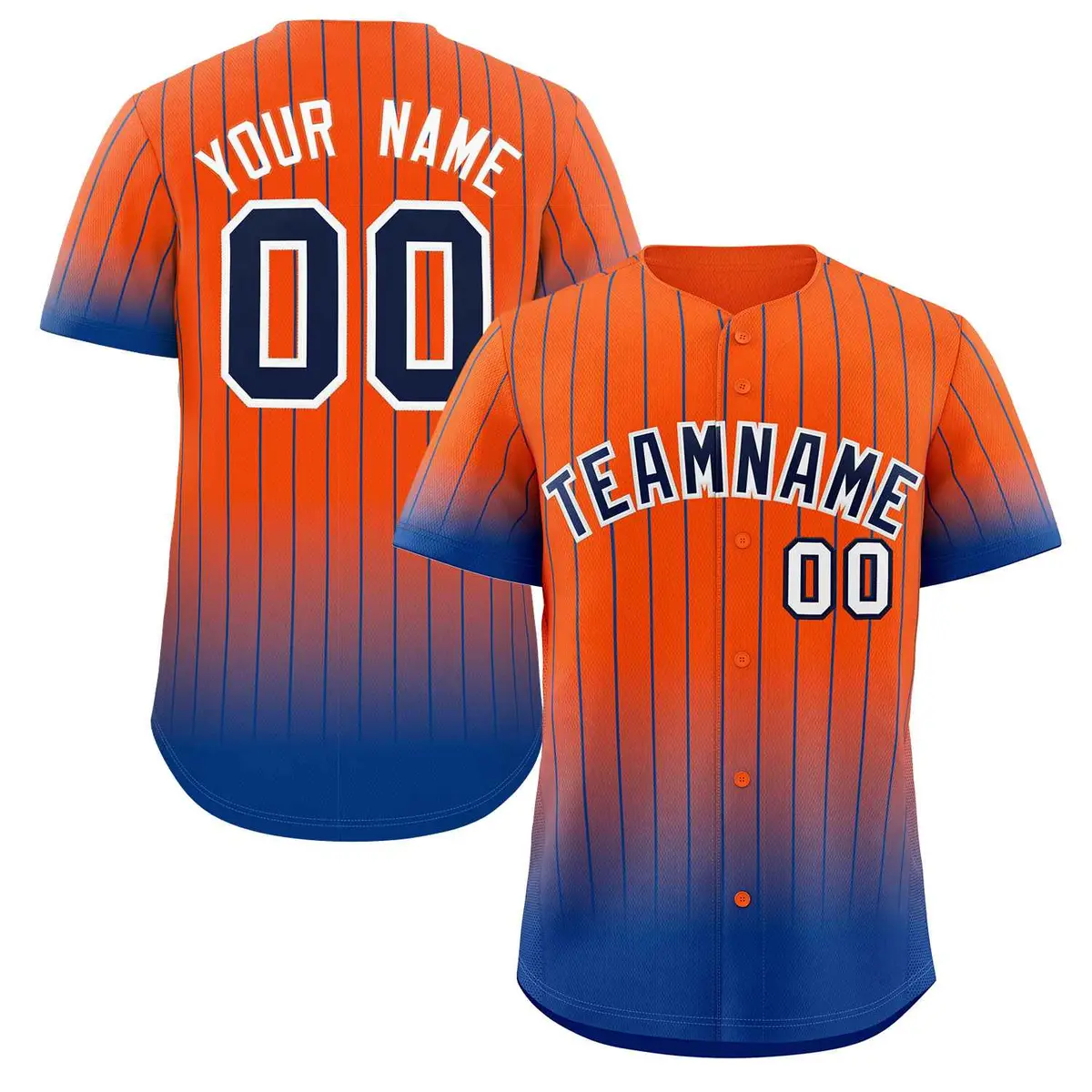 Orange Royal-White Gradient Stripe Fashion Baseball Jersey