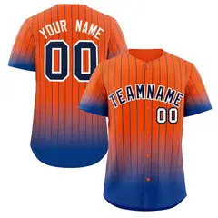 Orange Royal-White Gradient Stripe Fashion Baseball Jersey