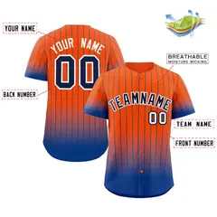 Orange Royal-White Gradient Stripe Fashion Baseball Jersey 2
