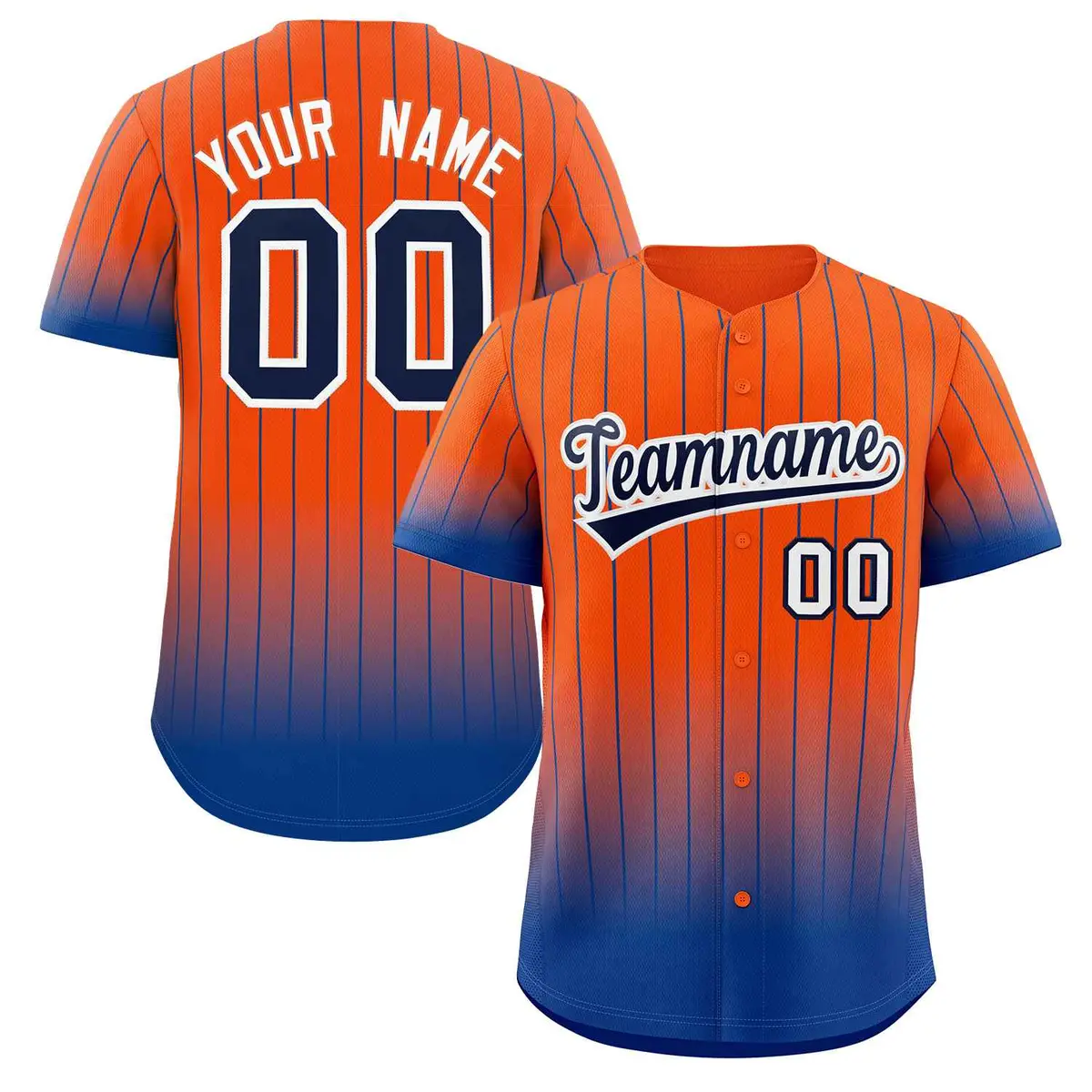 Orange Royal-White Gradient Stripe Fashion Baseball Jersey