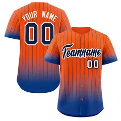 Orange Royal-White Gradient Stripe Fashion Baseball Jersey