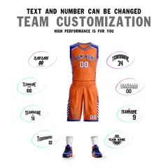 Orange Royal-White Graffiti Bar Element Basketball Jersey 4
