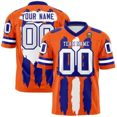 Orange Royal White Graffiti Pattern Flag Football Jersey 1