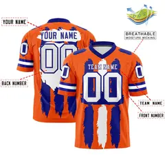Orange Royal White Graffiti Pattern Flag Football Jersey 2