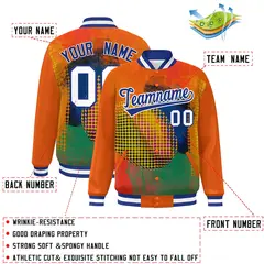 Orange Royal-White Graffiti Tie Dye Ink Paint Varsity Letterman Jacket 2