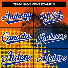 Orange Royal-White Graffiti Tie Dye Ink Paint Varsity Letterman Jacket 5