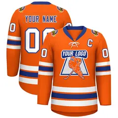 Orange Royal-White Lace-Up Neck Hockey Jersey