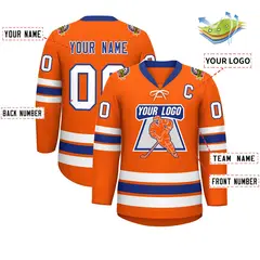 Orange Royal-White Lace-Up Neck Hockey Jersey 2