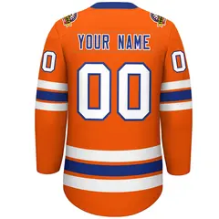 Orange Royal-White Lace-Up Neck Hockey Jersey 4